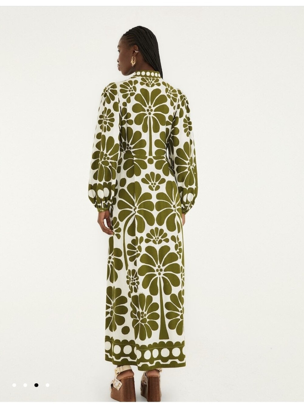 Green Palermo Buttoned Puff Sleeve Maxi Dress - Picture 3 of 8
